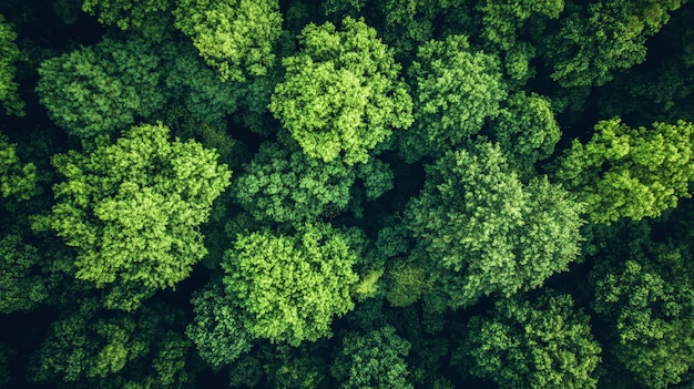 Serene Overhead View of Lush Green Tree Canopy