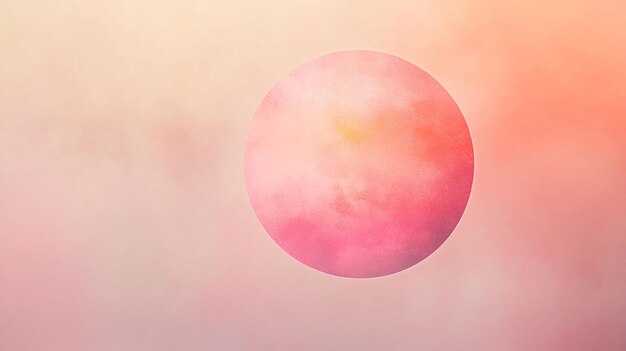 Photo a serene pastel sunset with a large pink circle dominating the sky over a tranquil landscape