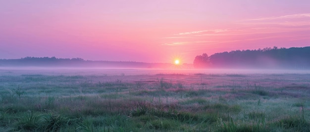 Photo serene pastelcolored dawn illuminates tranquil grassy field