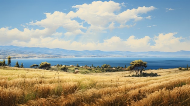 Serene Pastoral Scenes A Hyperrealistic Oil Painting Of A Greek Island Marsh