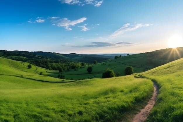 Serene Path Amidst Verdant Surroundings Generative AI