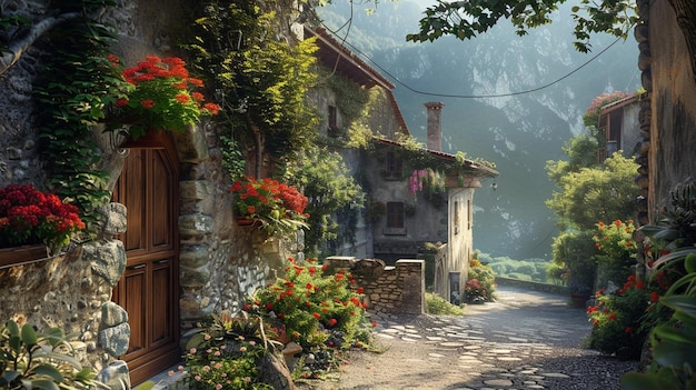 Serene Pathways in Picturesque Village Charming Atmosphere