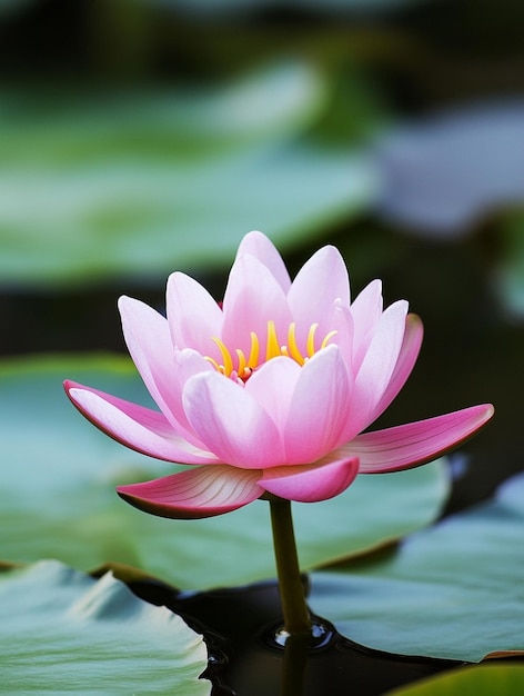 Serene Pink Lotus Flower on Tranquil Water Surface