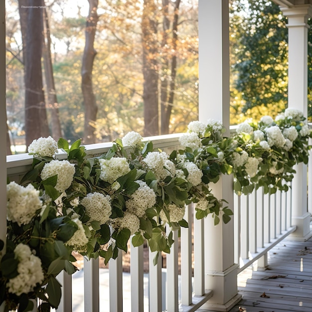 Serene porch with a tree sunlight and warm