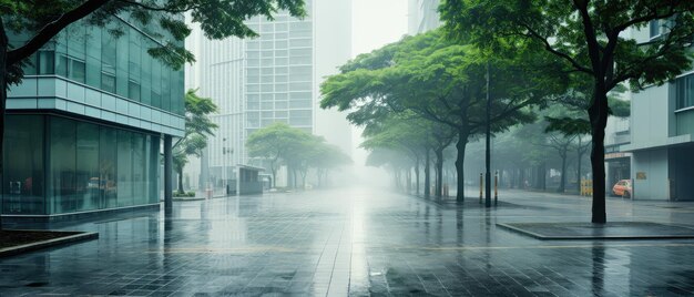 Serene Rainy Day on City Street