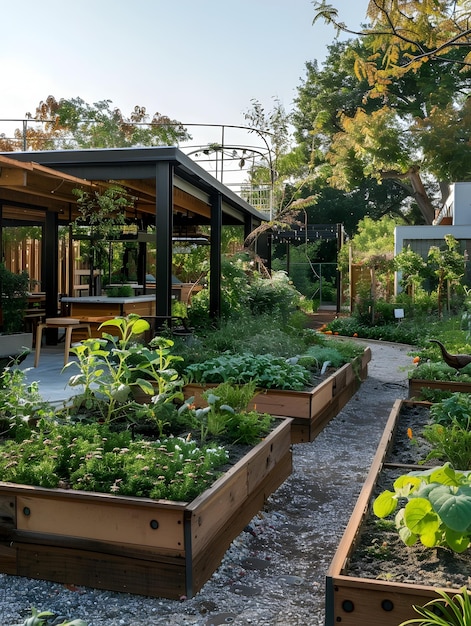 Serene Recycling Garden A Verdant Oasis with Repurposed Furnishings and Sustainable Community Features