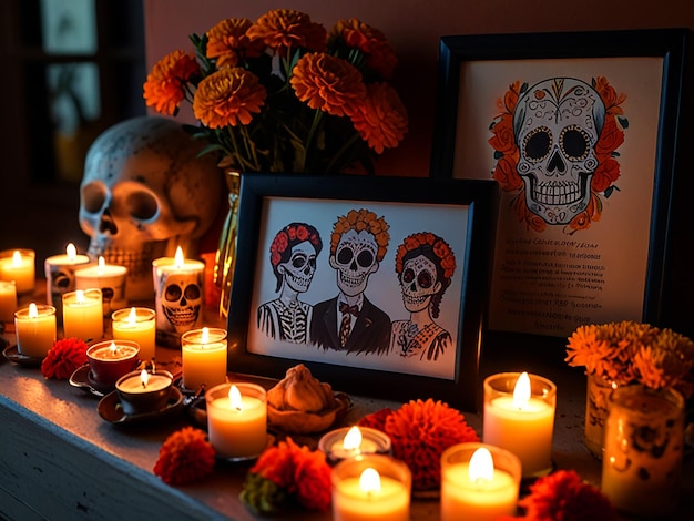 Photo serene remembrance a day of the dead altar