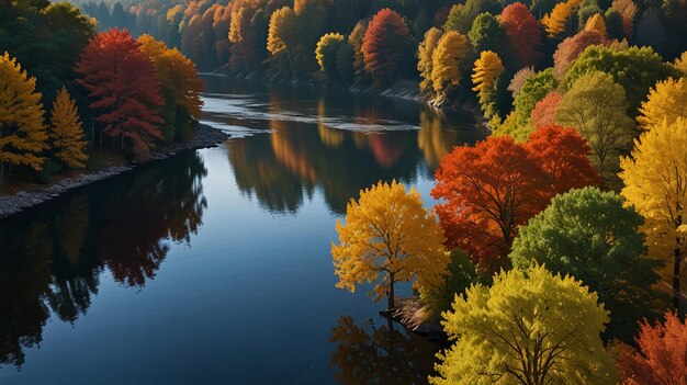 Serene River Scene with Autumn Colors