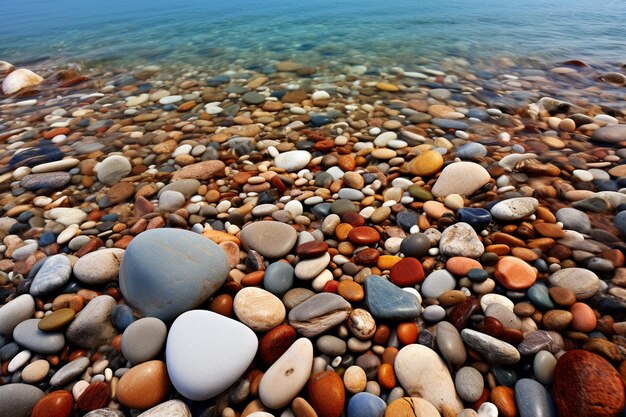 Photo serene river with smooth pebbles on the shore