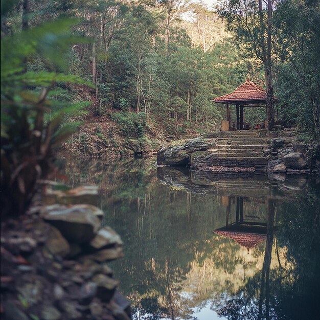 Photo serene sacred indigenous site nestled in nature