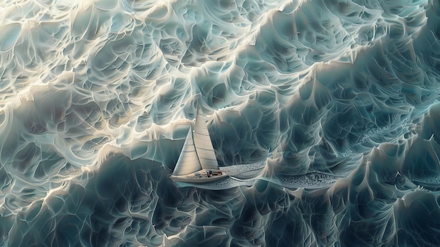 Photo a serene sailboat navigating through dramatic ocean waves capturing the essence of adventure and tranquility in nature