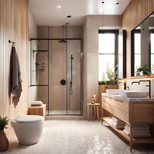 Serene Scandinavian Style Bathroom with Classic Tiles