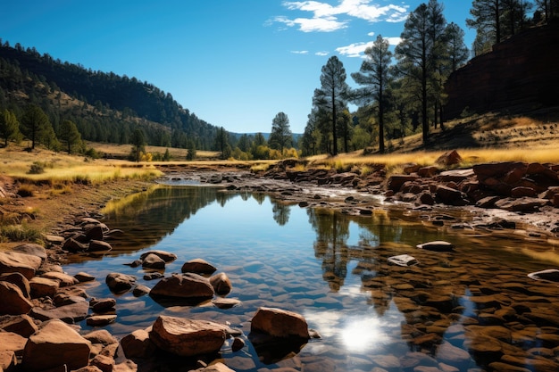 Serene scenario Lakes and birds in Sedona USA generative IA