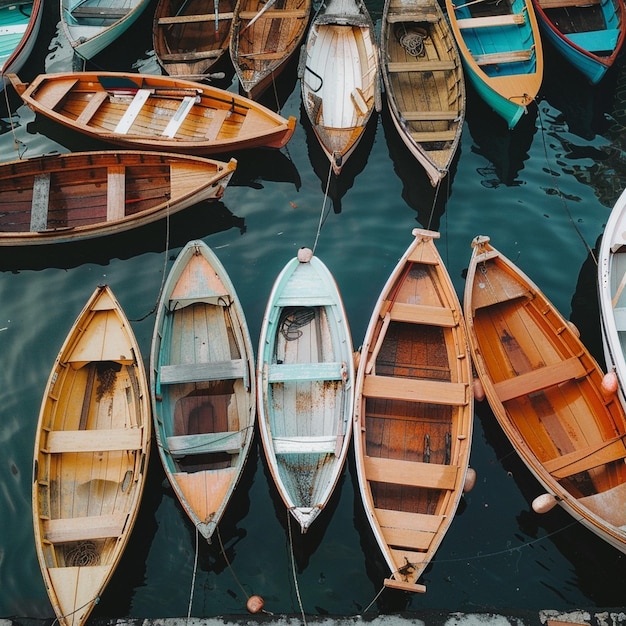 Photo a serene scene of boats docked at a picturesque marina