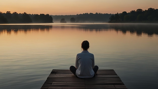 Serene scene person enjoying quiet moment calm peaceful setting tranquil relaxation