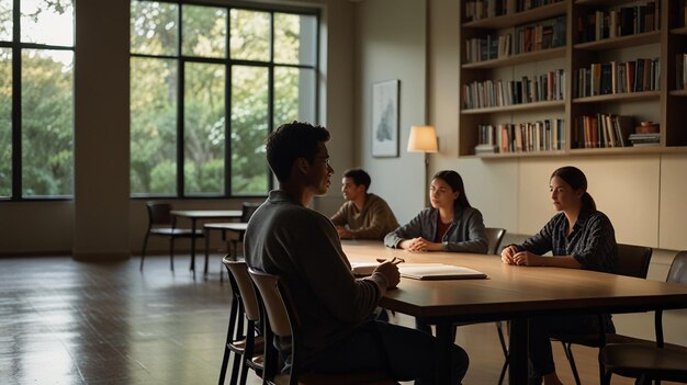 Serene Scene of a Person in a Study Group