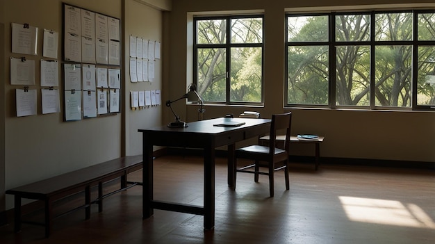 A Serene Scene of a Quiet Study Area