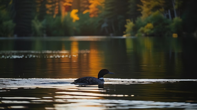 Photo a serene scene of a tranquil lake at sunset