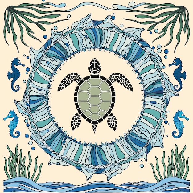 Serene Sea Turtle Mandala Capturing the Calm of the Oceans Elegance