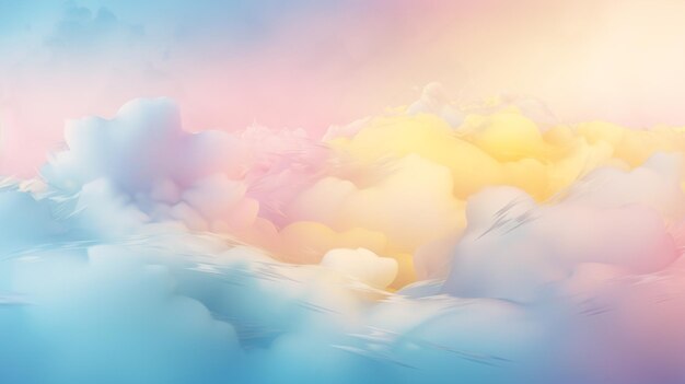 Photo serene sky with fluffy clouds in tender pastel rainbow colors beautiful sky copy space concept of calming background nature minimalist design sunrise dreamscape