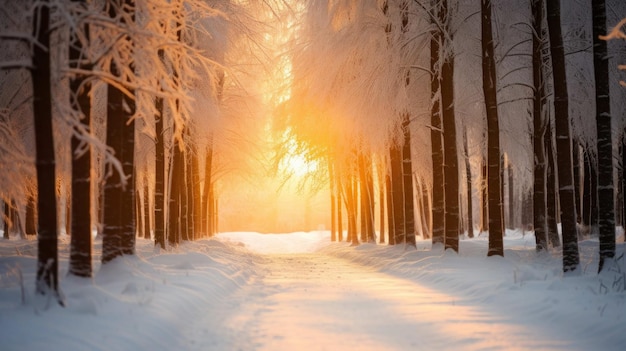 serene snowcovered forest in the early morning light