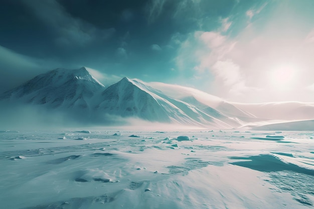 Serene SnowCovered Mountains Under a Winter Sky