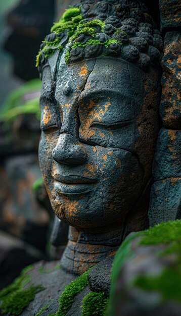 Serene Stone Face of Ancient Ruins