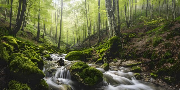 Serene Stream Through Forest