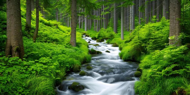 Serene Stream Through Forest