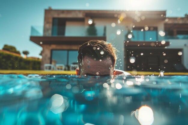 Photo a serene summer day by the pool capturing the essence of relaxation and tranquility