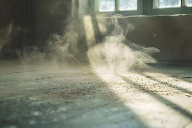 Serene Sunbeam Illuminating Dust Particles in Moody Interior