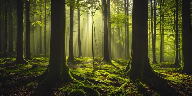 Serene Sunlit Forest