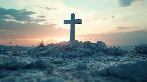 Serene Sunrise Over Mountain Cross