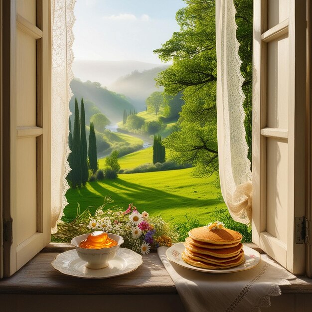 Serene Sunrise Through an Open Window