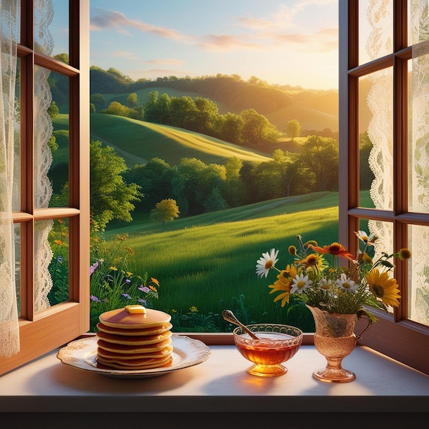 Serene Sunrise Through an Open Window