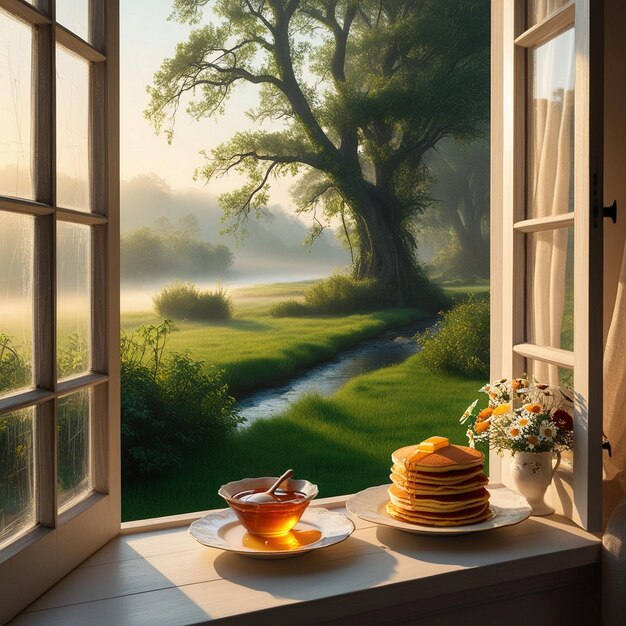 Serene Sunrise Through an Open Window