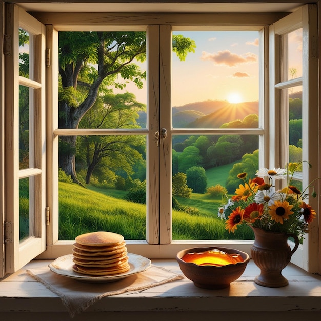 Serene Sunrise Through an Open Window