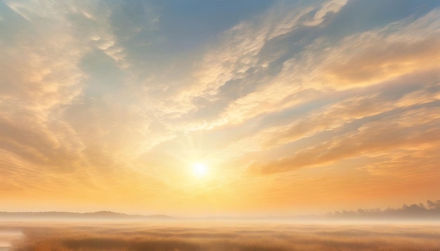 Serene Sunrise Wispy Clouds Embracing a Tranquil Skyscape