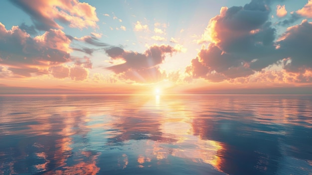 Serene Sunset Over Calm Ocean Waters