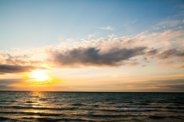 Serene Sunset Over Lake Michigan with Golden Reflection