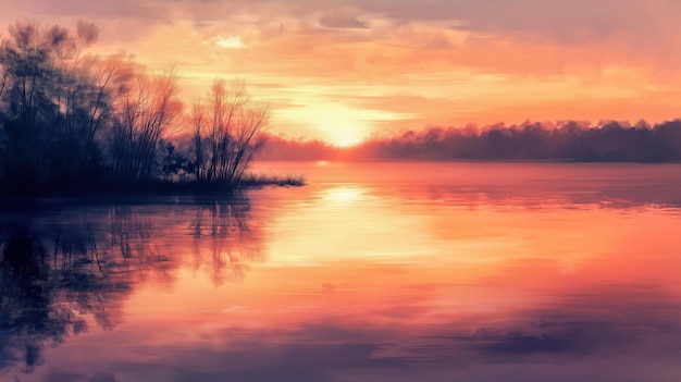 Serene sunset reflections over calm waters