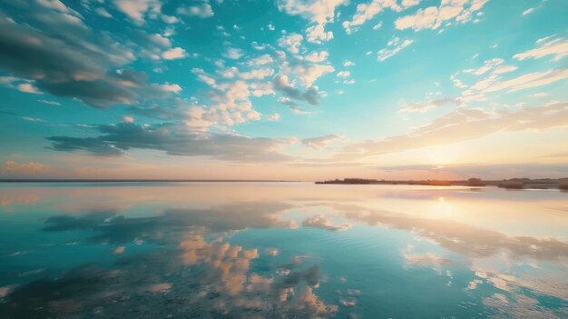 Photo serene sunset reflections on a still lake