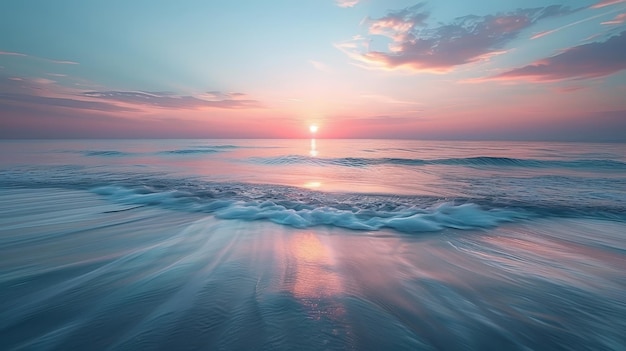 Serene Sunset Seascape Tranquil Waves Vibrant Sky