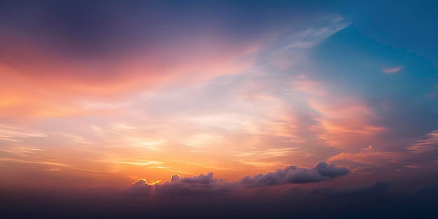 Serene sunset sky complemented by picturesque clouds Generative AI