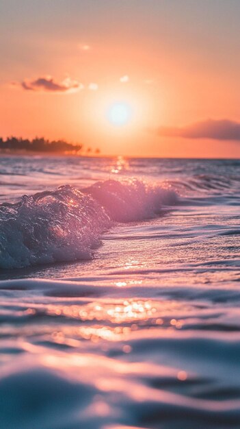 Serene Sunset Over Tranquil Ocean Waves