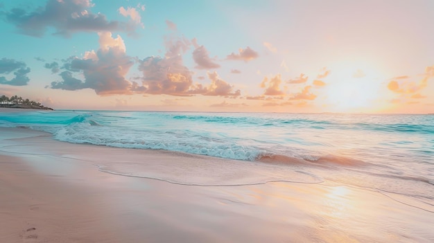 Serene Sunset at a Tropical Beach Reflecting Calm Waters