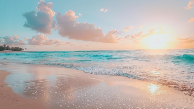 Serene Sunset at a Tropical Beach Reflecting Calm Waters