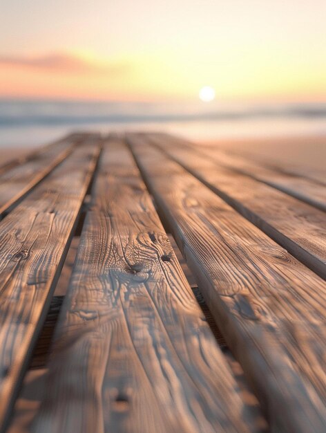 Serene Sunset Over Wooden Pier at Beach