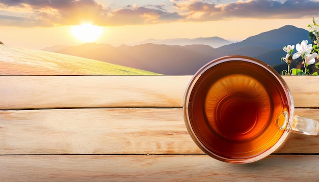 serene tea moment on wooden table