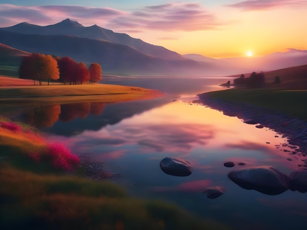 A serene and tranquil peaceful landscape